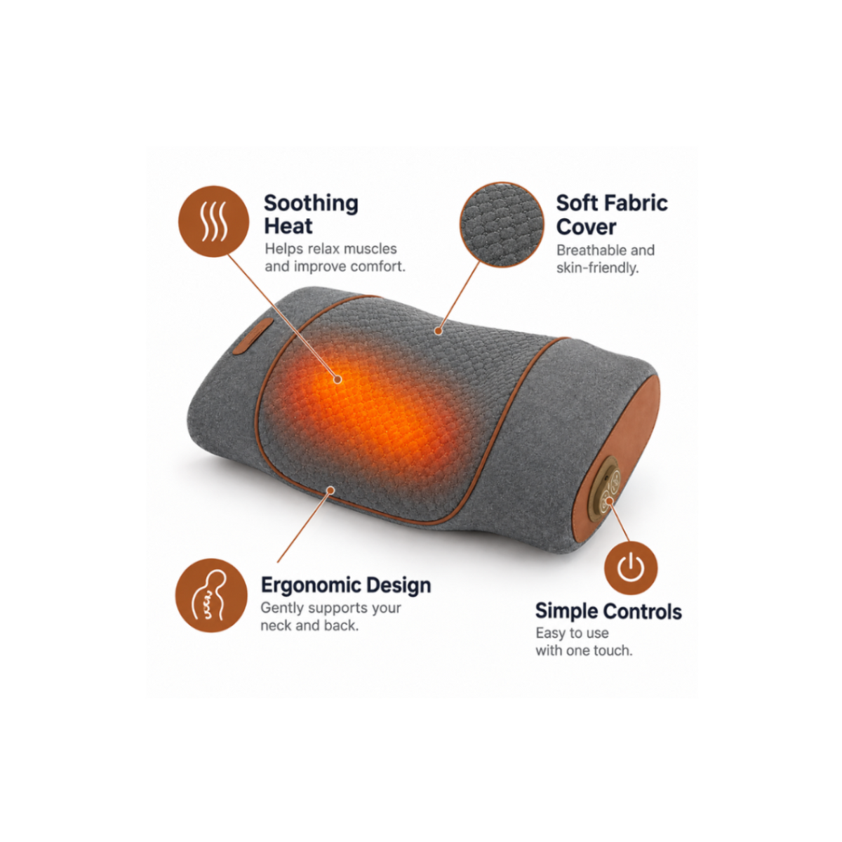 Comfortley 3-in-1 neck massager pillow shown with contoured memory foam support and manual controls