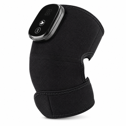 Comfortley black heated knee pad on a clean white background