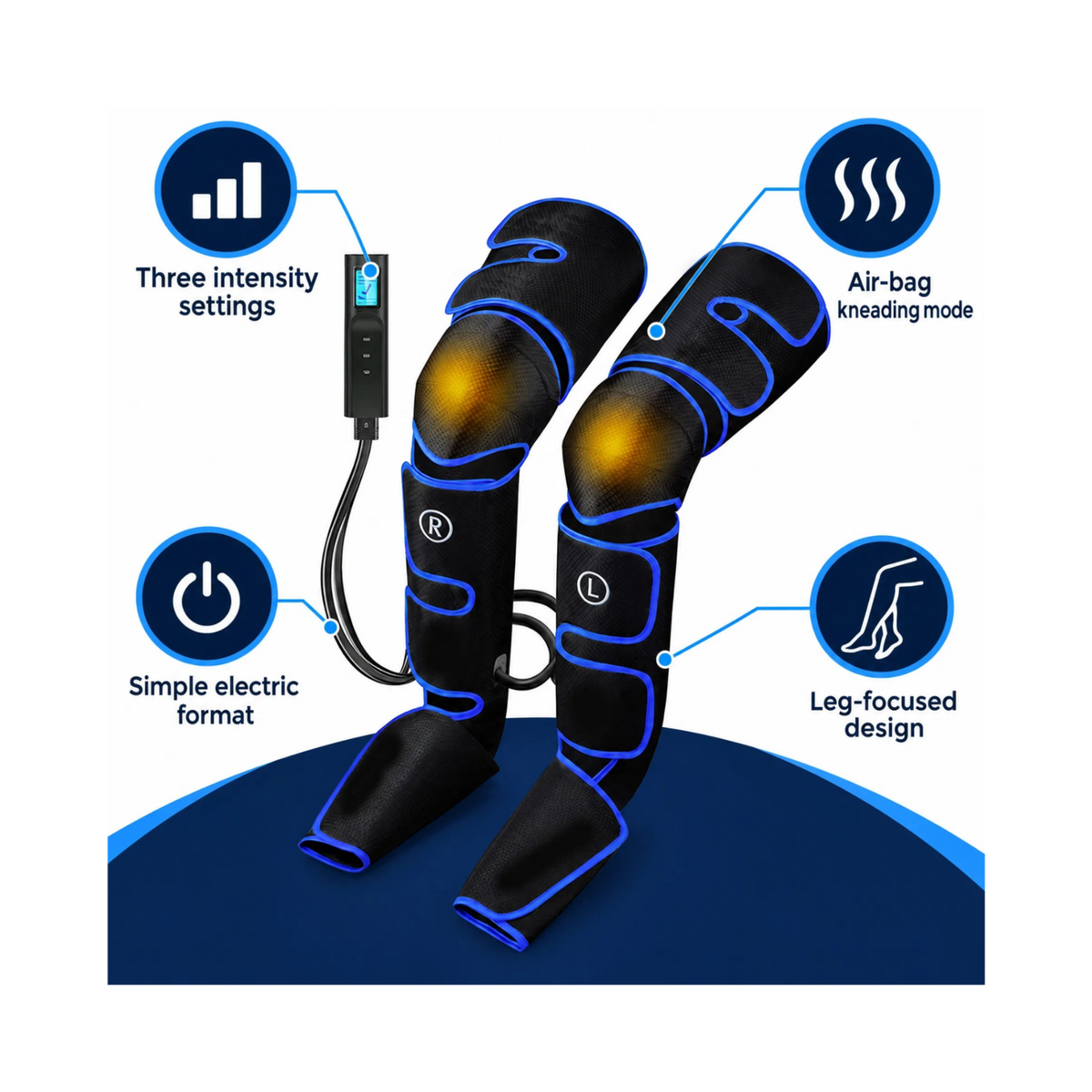 Comfortley air compression leg massager main features graphic