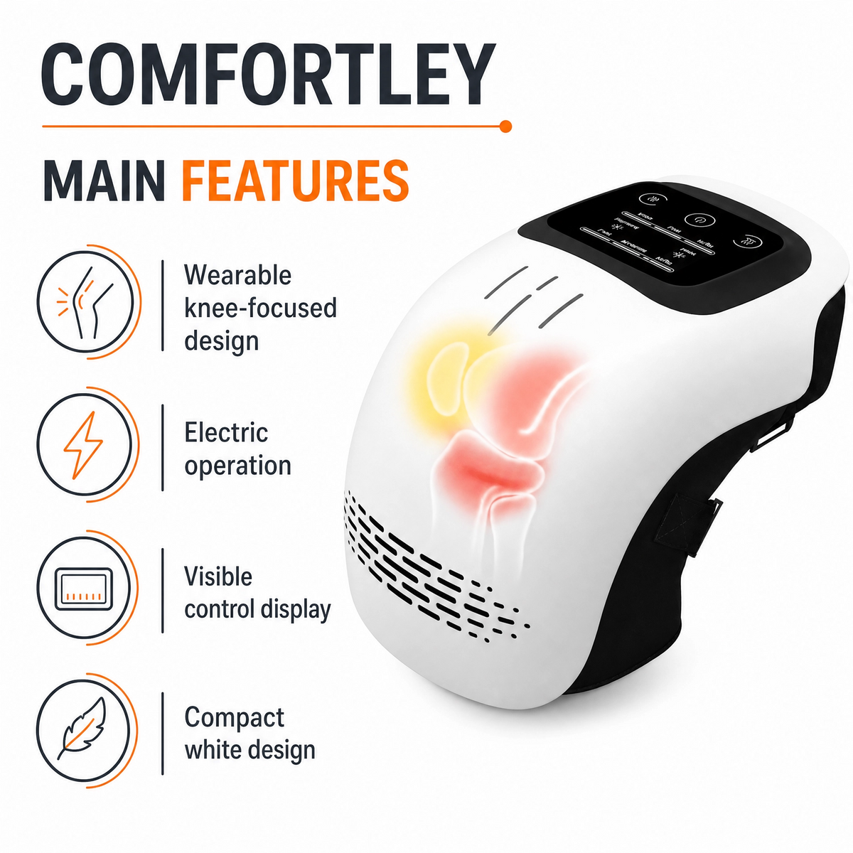 Comfortley electric knee massager additional main features graphic