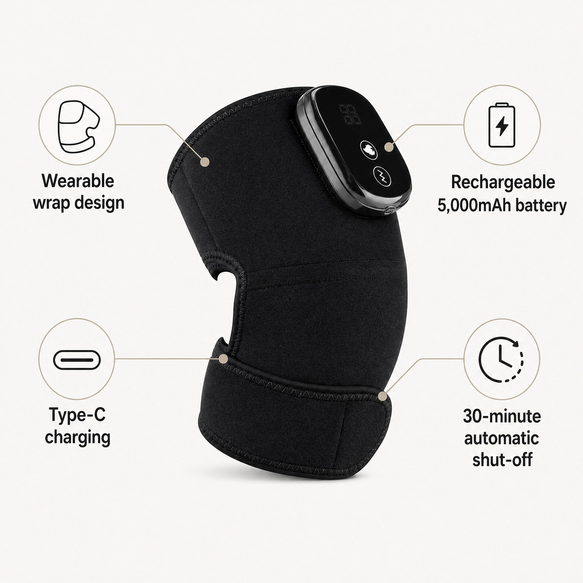 Comfortley heated knee pad main features graphic
