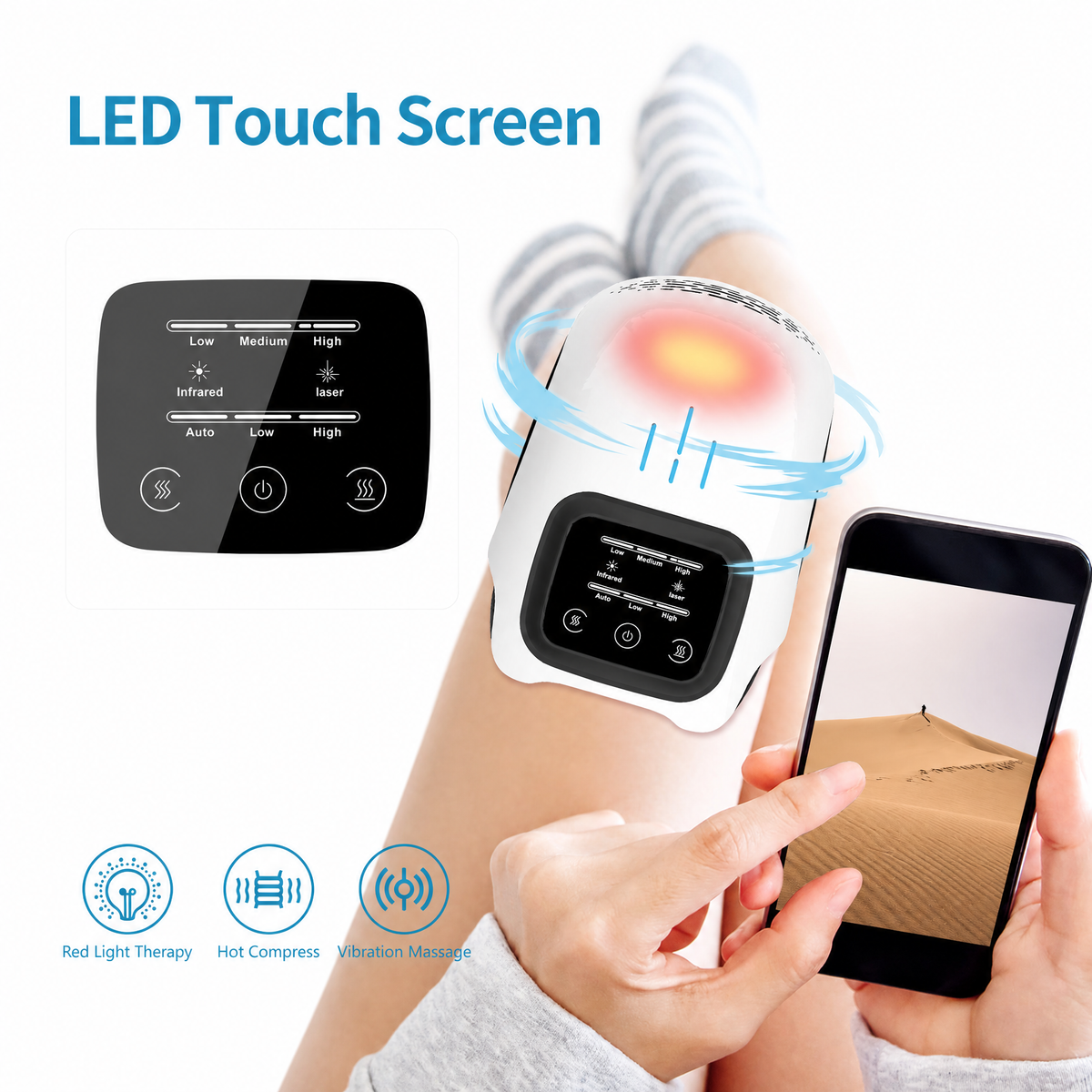 Comfortley intelligent knee massager LED touch screen and home-use demonstration