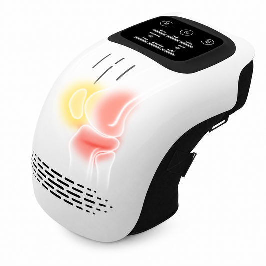 Comfortley intelligent knee massager, electric wearable comfort device, on a white background