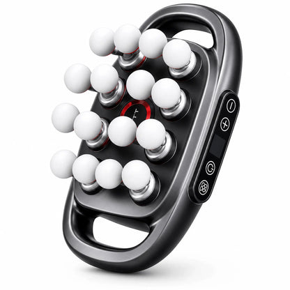 VTT rechargeable portable massage gun specification graphic with 30 speed levels.